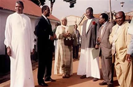 From the right: Haji Nsubuga, Haji Kakembo, Prince Kassim Kakungulu, Hajat Aisha Lubega, Mr.Lubanga and Haji Lubega Wagwa.